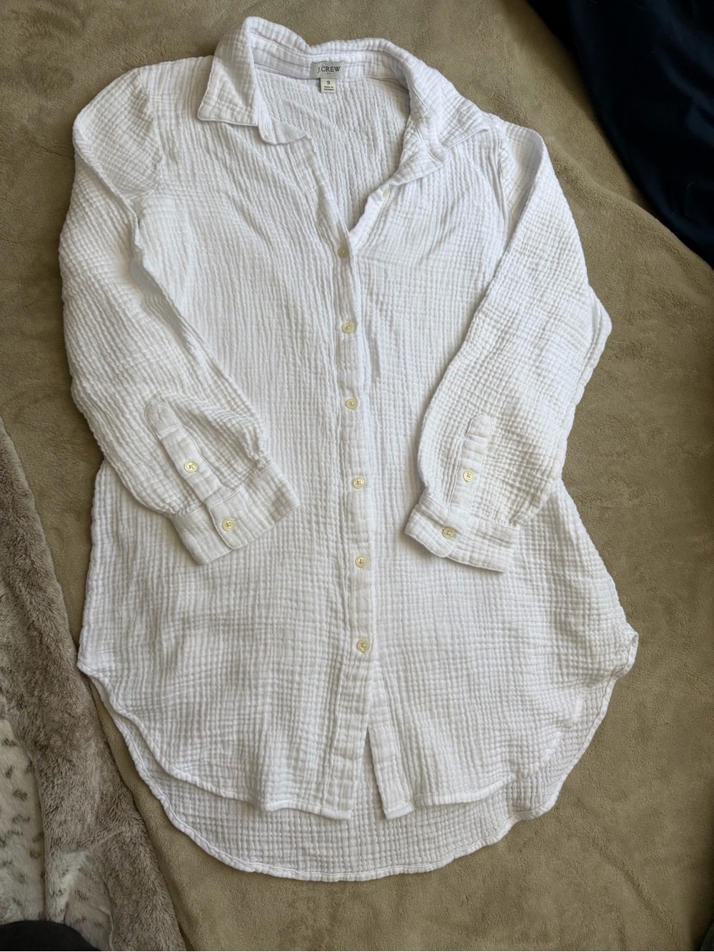J Crew Factory Button down Gauze Tunic Cover Up - Picture 4 of 5